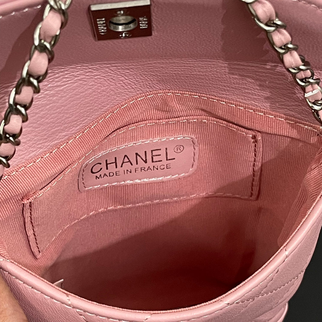 CC Phone Holder Bag 17cm PInk Lambskin