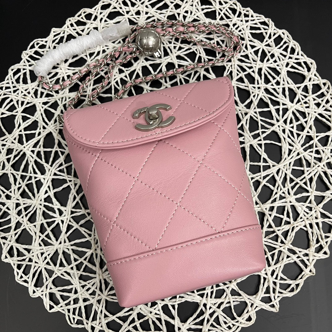 CC Phone Holder Bag 17cm PInk Lambskin