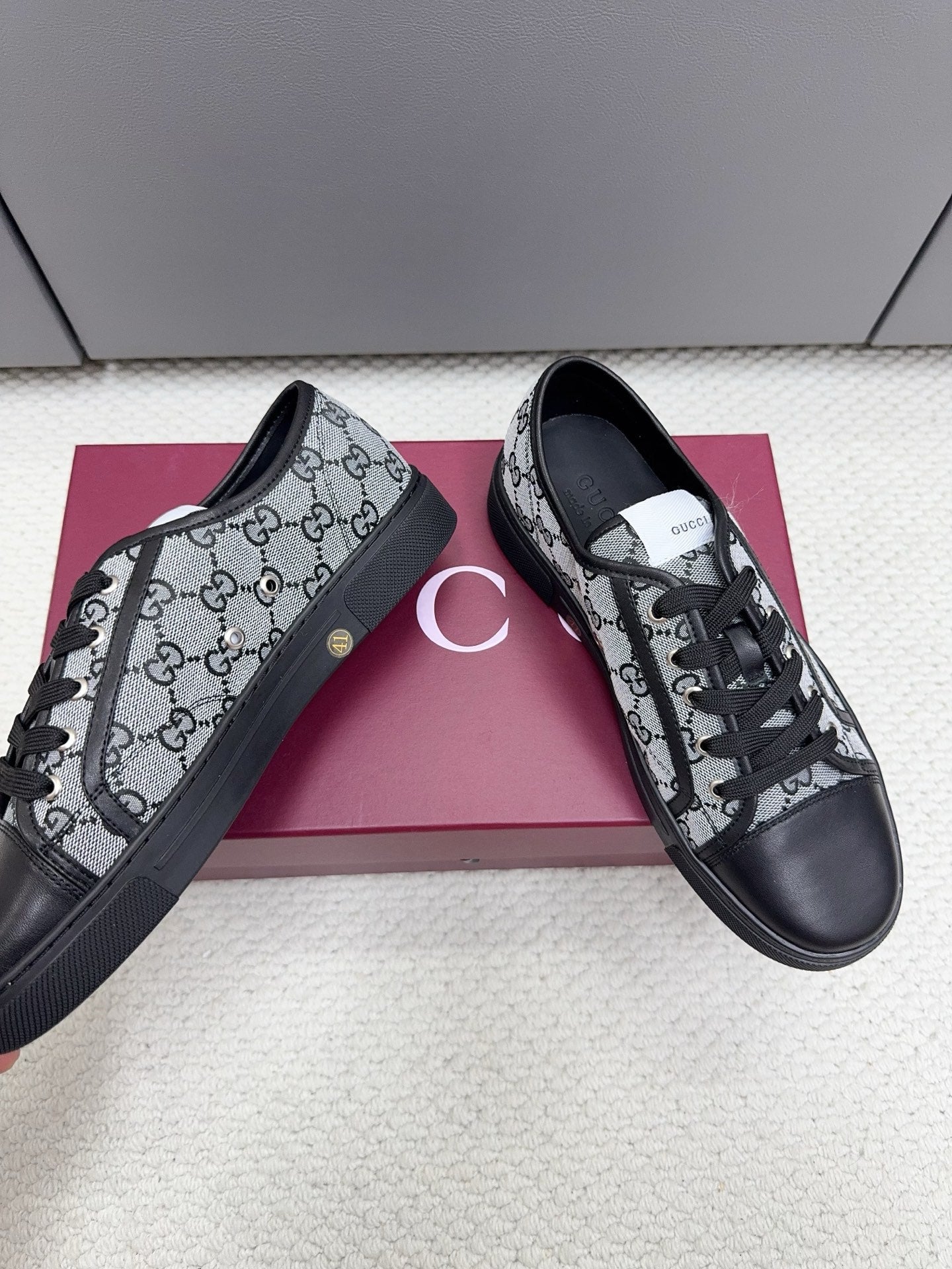 GG Tennis 1977 Sneakers Black White Canvas Leather 788205