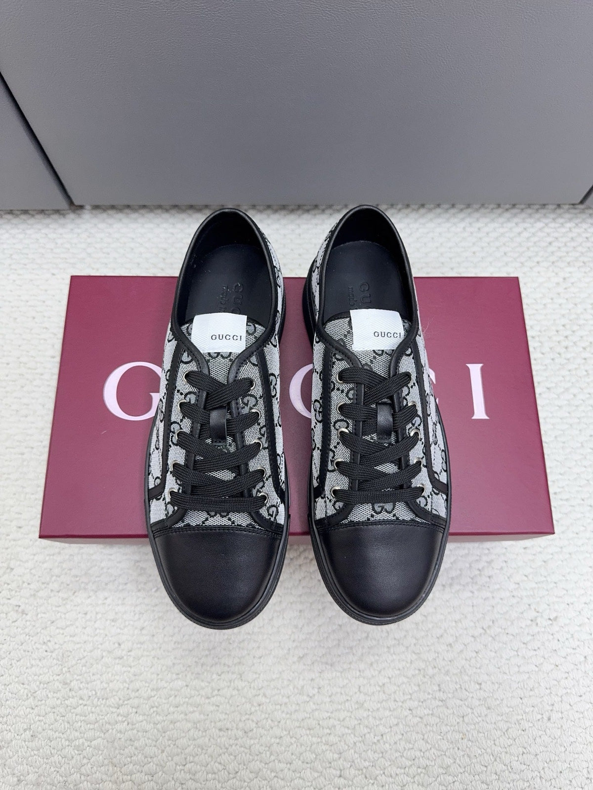 GG Tennis 1977 Sneakers Black White Canvas Leather 788205