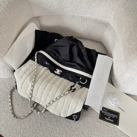 CC 26s Sea Drawstring Backpack Black White Nylon