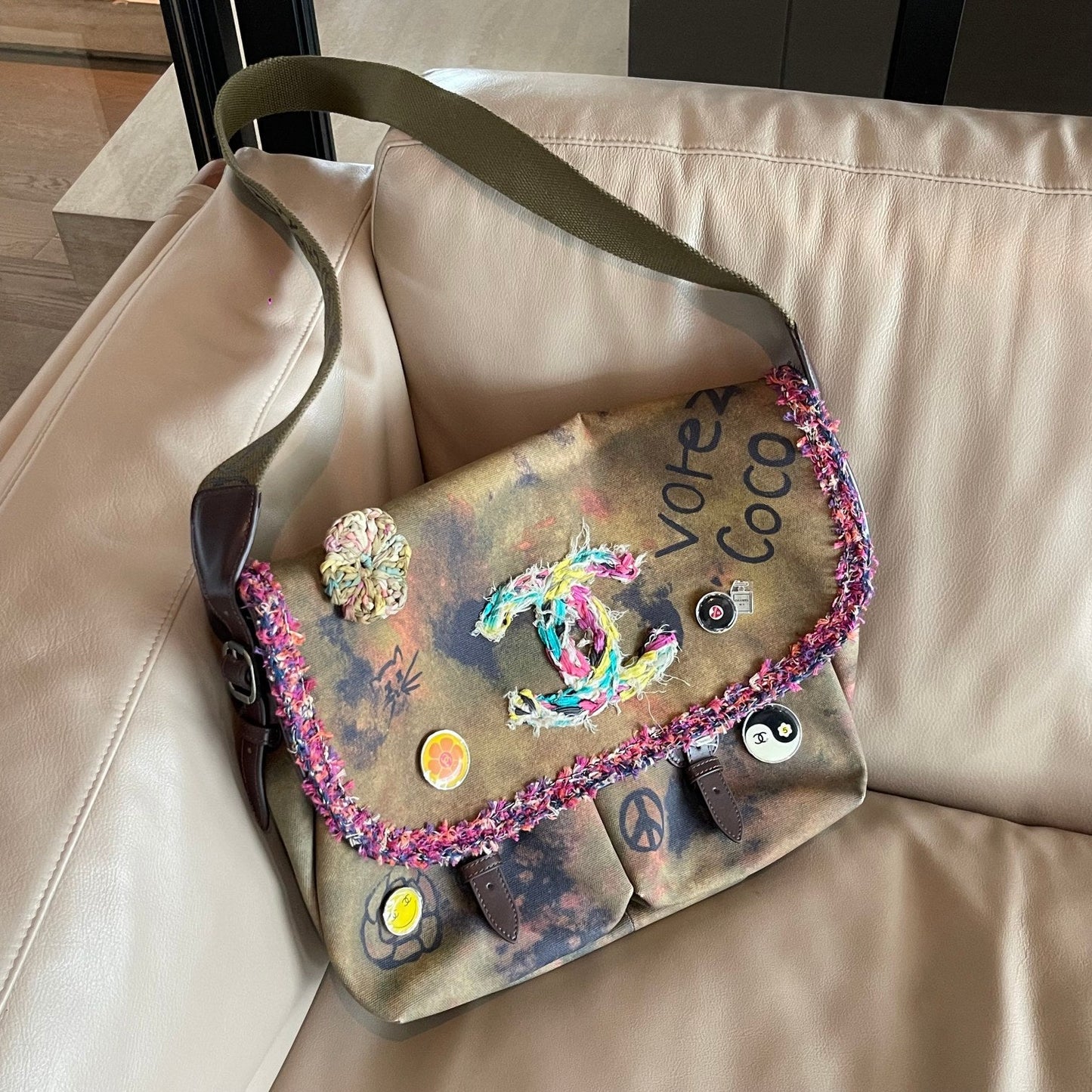 CC Pavements Graffiti Messenger Bag Multicolor Canvas