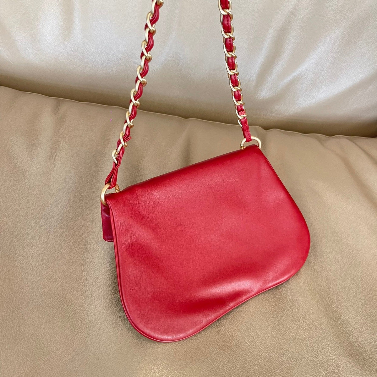 CC 26s Cue Ball Foldover Bag 23cm Red Lambskin