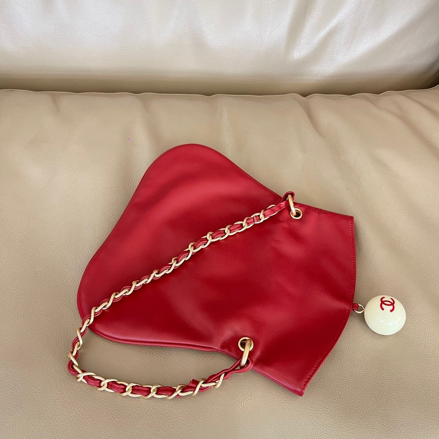 CC 26s Cue Ball Foldover Bag 23cm Red Lambskin