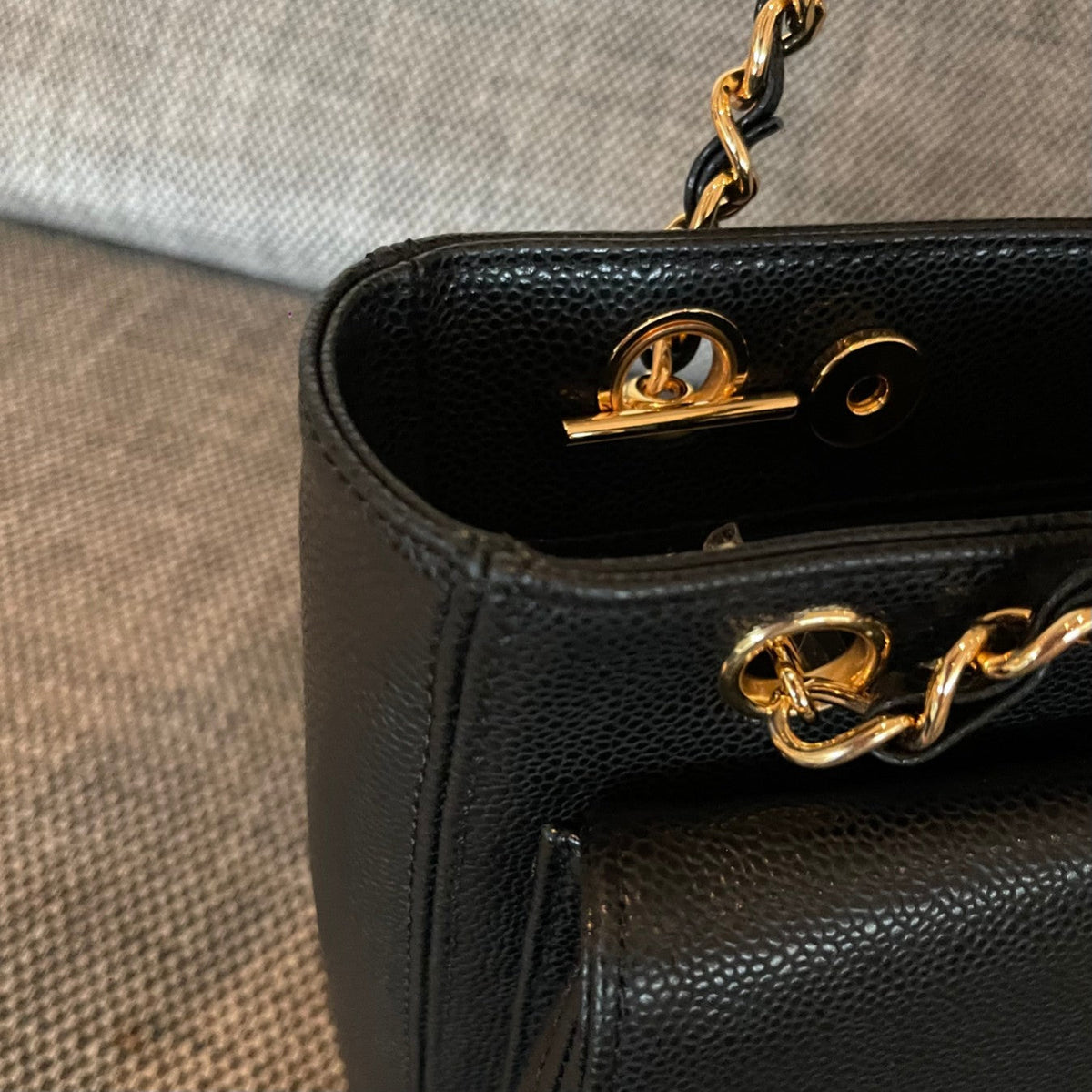 CC 26s Pocket Tote Bag Black Lambskin