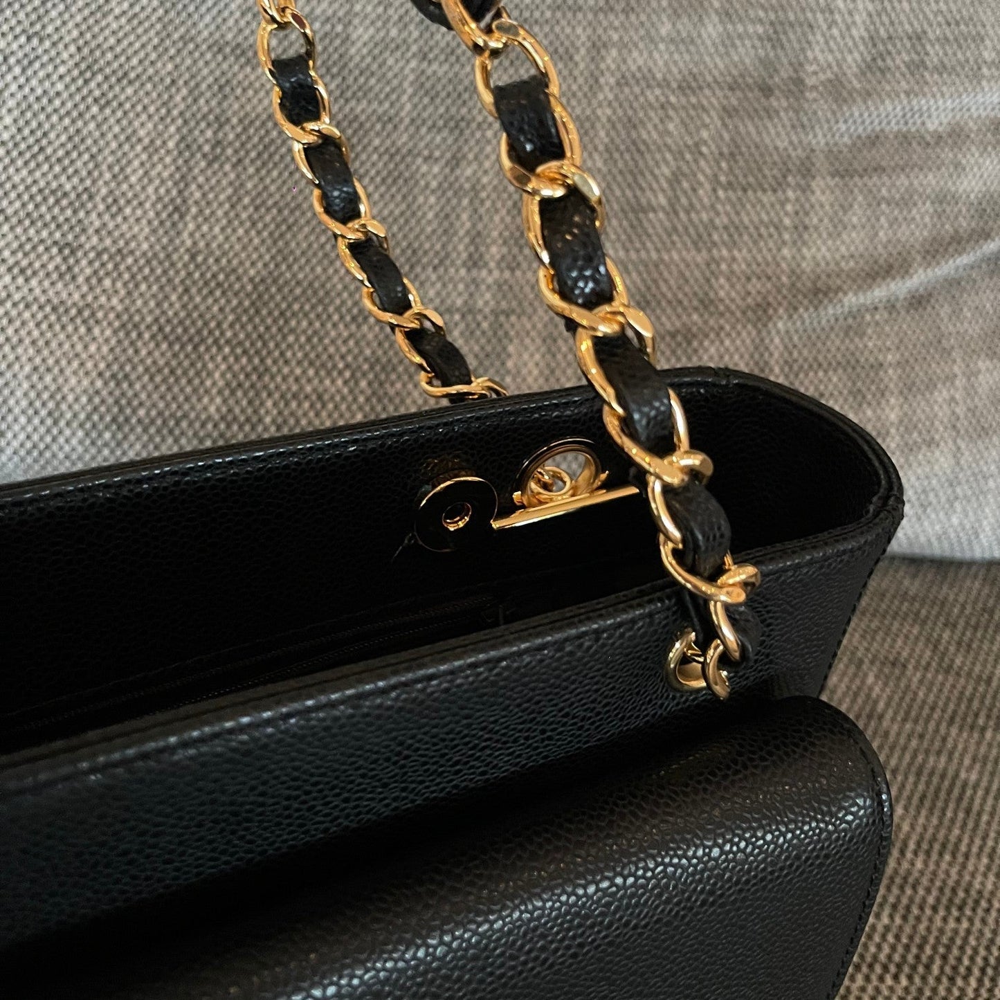 CC 26s Pocket Tote Bag Black Lambskin