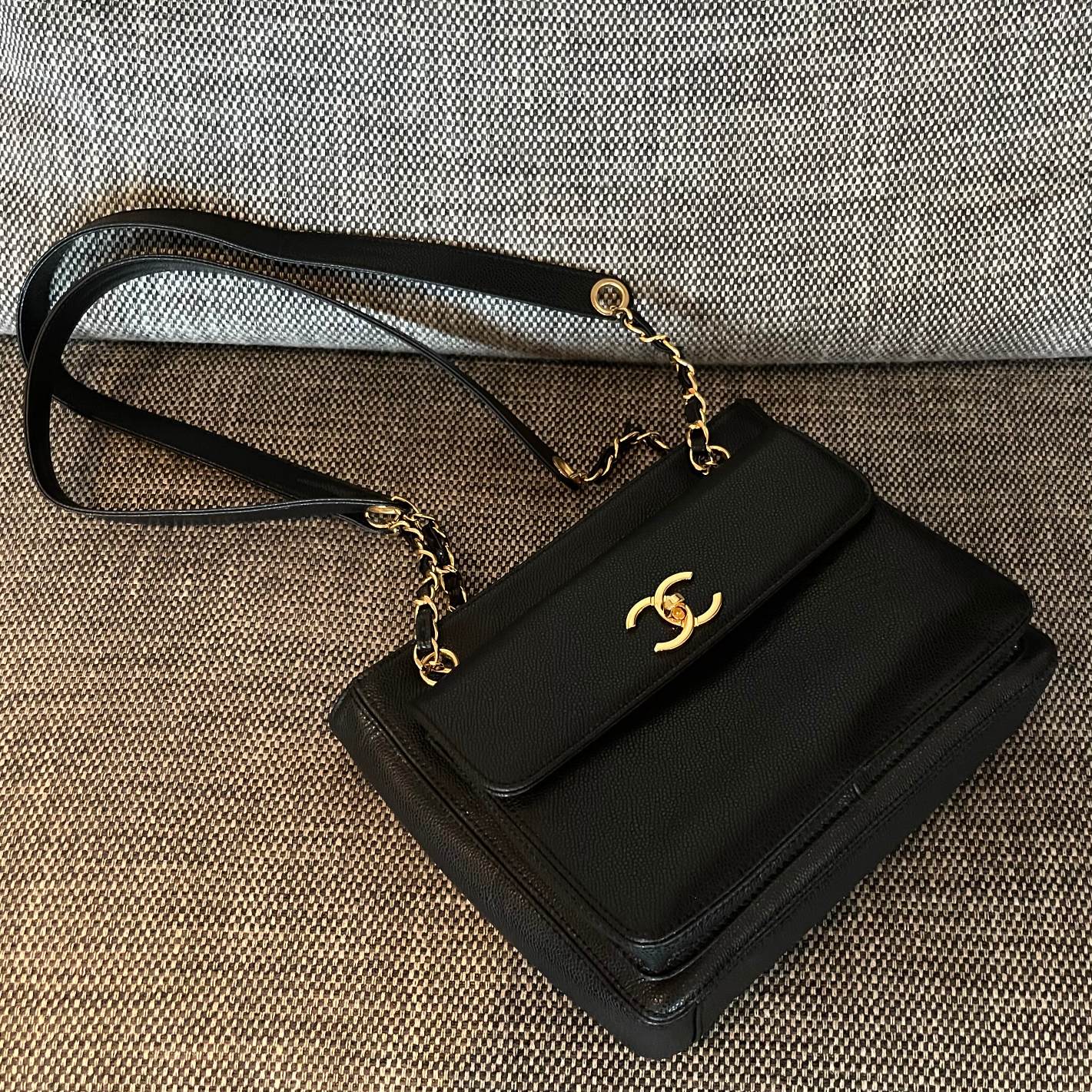 CC 26s Pocket Tote Bag Black Lambskin