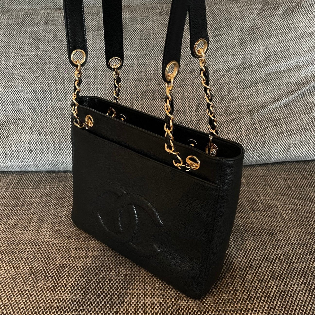 CC 26s Pocket Tote Bag Black Lambskin