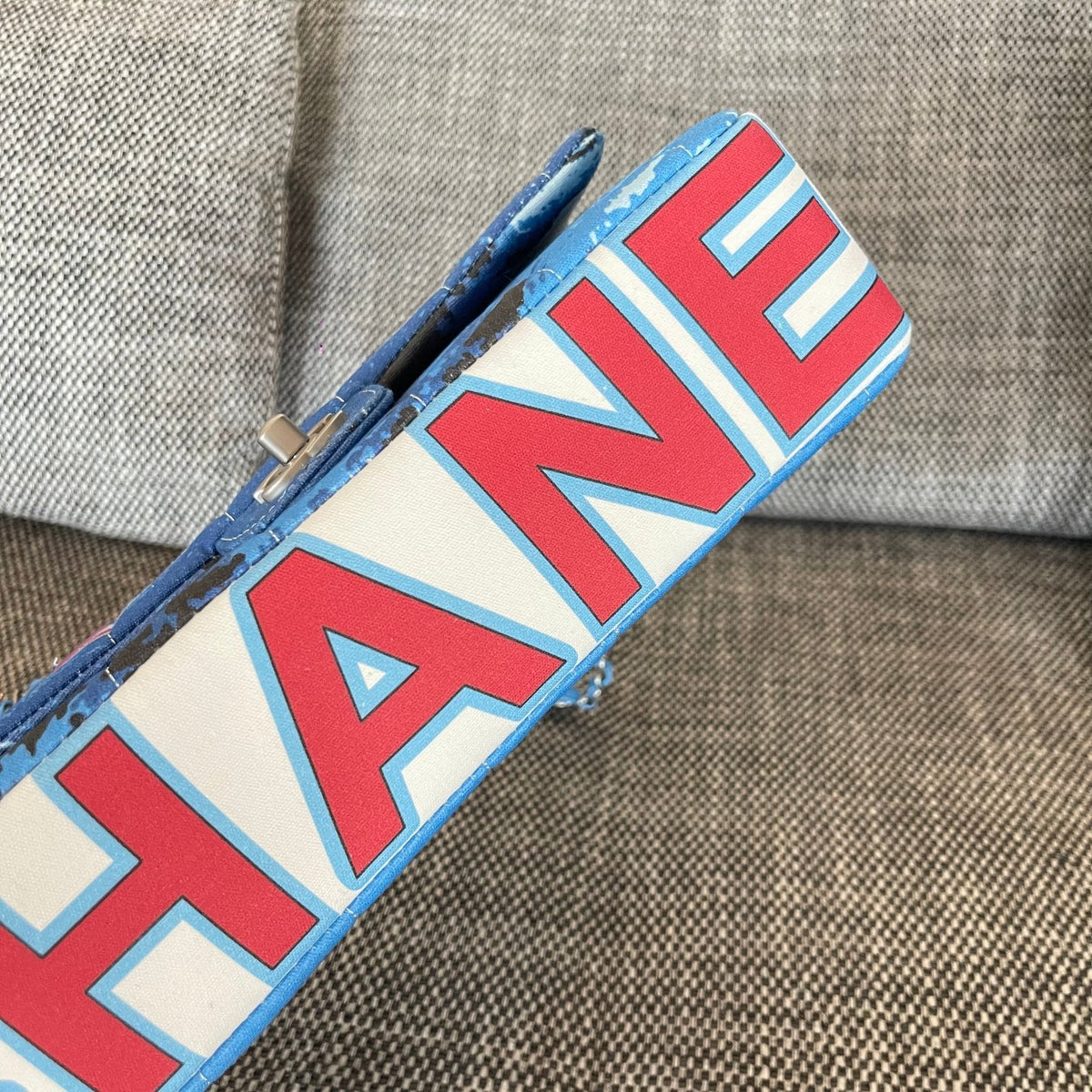 CC Surf Line Choco Bar Flap Bag Blue Canvas