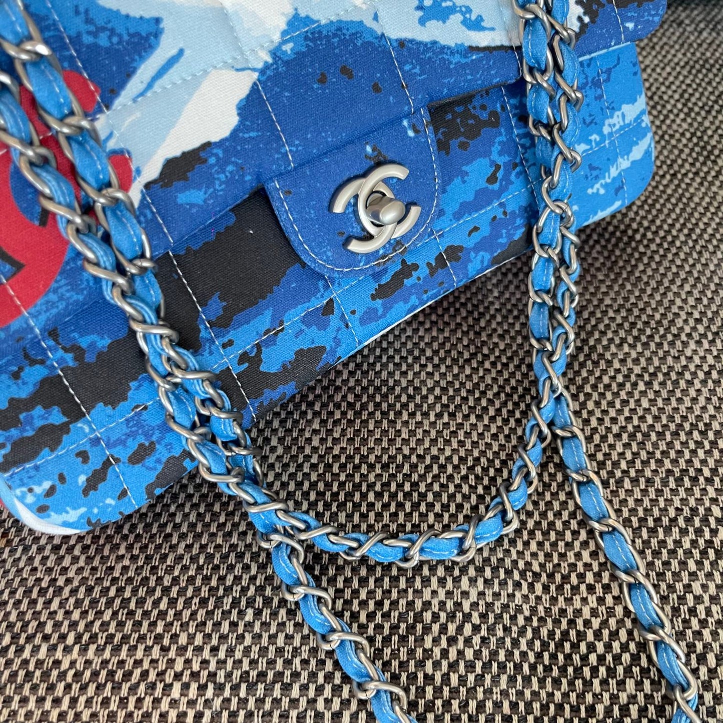 CC Surf Line Choco Bar Flap Bag Blue Canvas