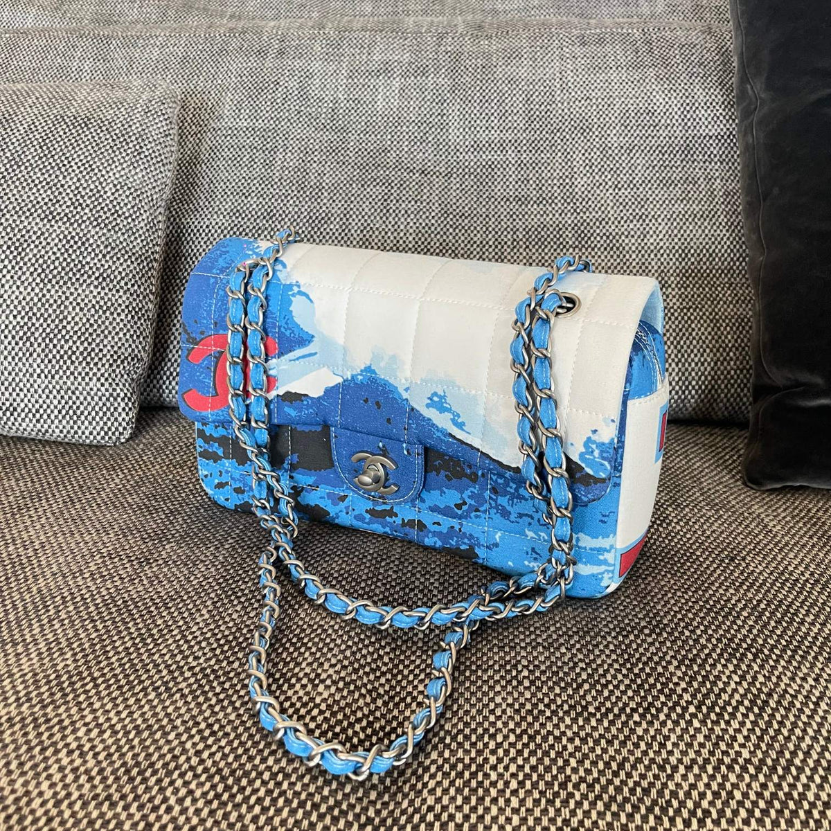 CC Surf Line Choco Bar Flap Bag Blue Canvas