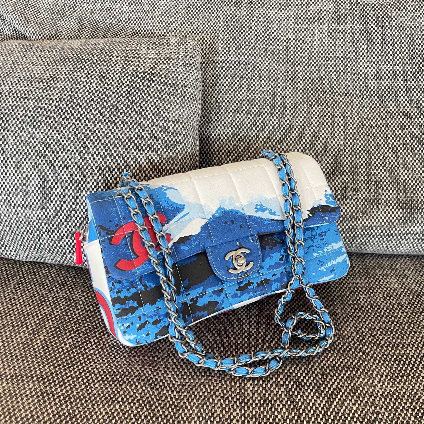 CC Surf Line Choco Bar Flap Bag Blue Canvas