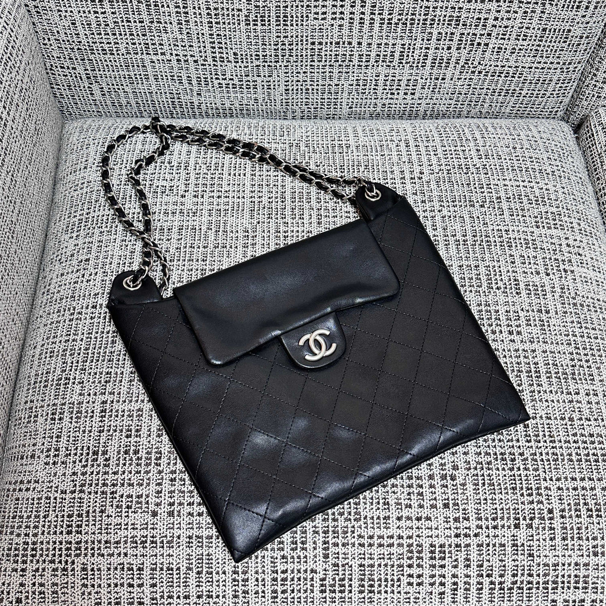 CC 26s Flap Tote Bag Black Lambskin