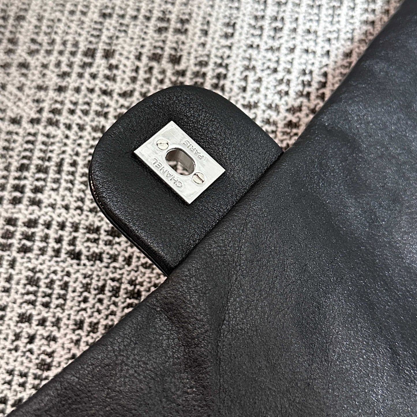 CC 26s Flap Tote Bag Black Oil Wax Leather