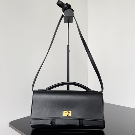 BEL AIR CLUTCH 27 IN BLACK NAPPA LAMBSKIN GOLD HARDWARE