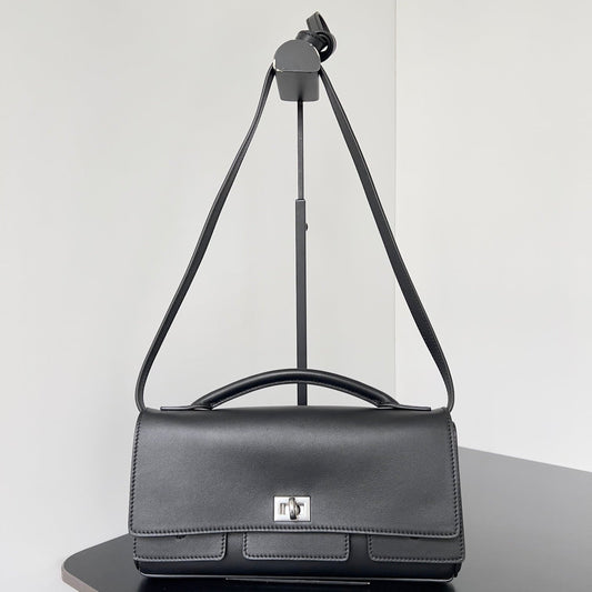 BEL AIR CLUTCH 27 IN BLACK NAPPA LAMBSKIN SILVER HARDWARE