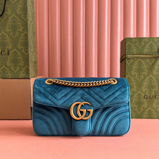 Gucci Marmont Flapbag 26 Deep Teal Velvet