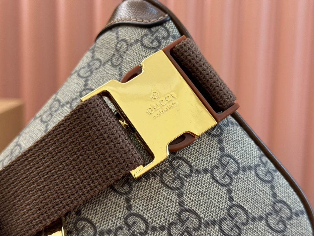 Gucci Interlocking G belt bag Brown mix Ebony Leather Canvas 248164