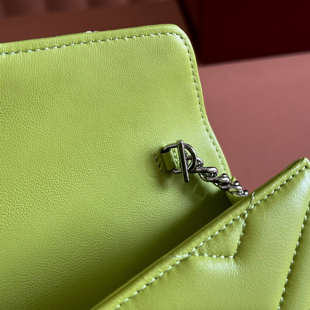 Gucci Marmont Chain Wallet Green Cowhide 254974