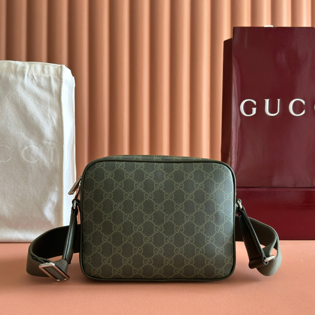 GG Monogram Small Crossbody Bag Forest Green Fabric