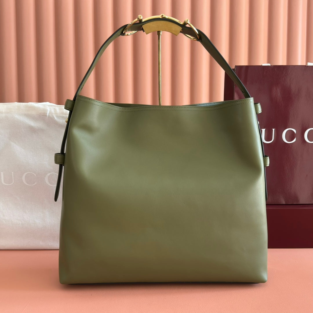 GG Beatrix Large Tote Bag Olive Green Smooth Leather GHW 272148
