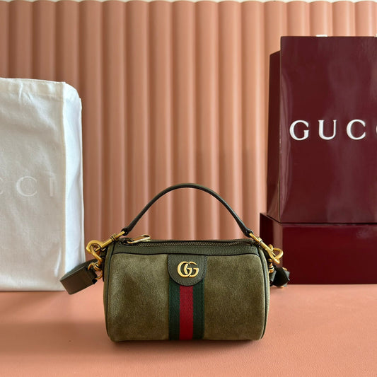 GG AW 25 Ophidia Mini Bag 18.5 Dark Green Suede