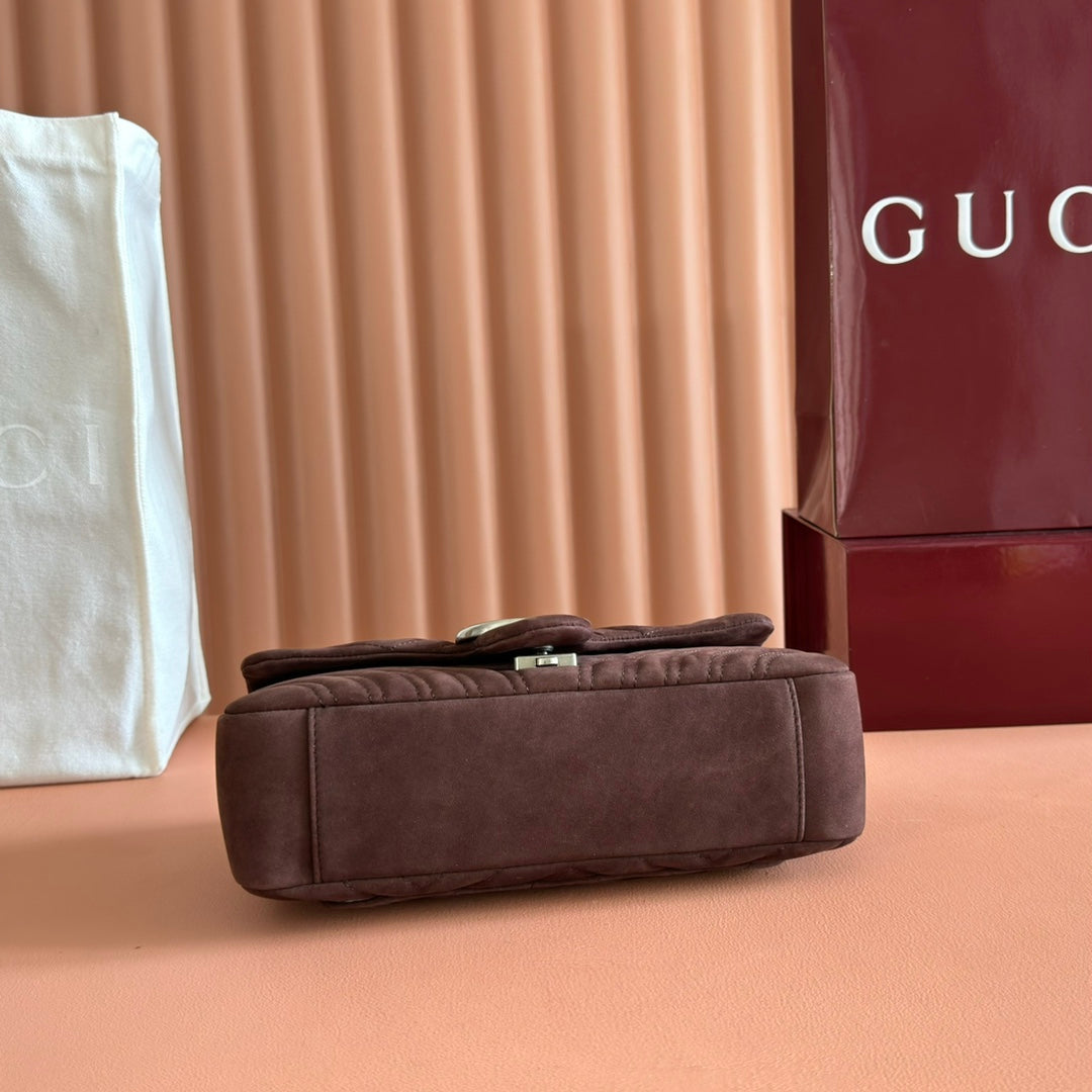 GG Marmont Shoulder Bag Dark Brown Suede 272099