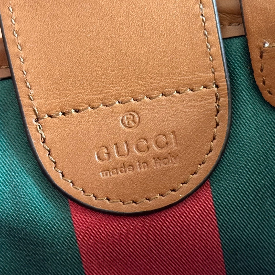 GG Emblem Mini Bag 17.5 Beige & Brown Fabric