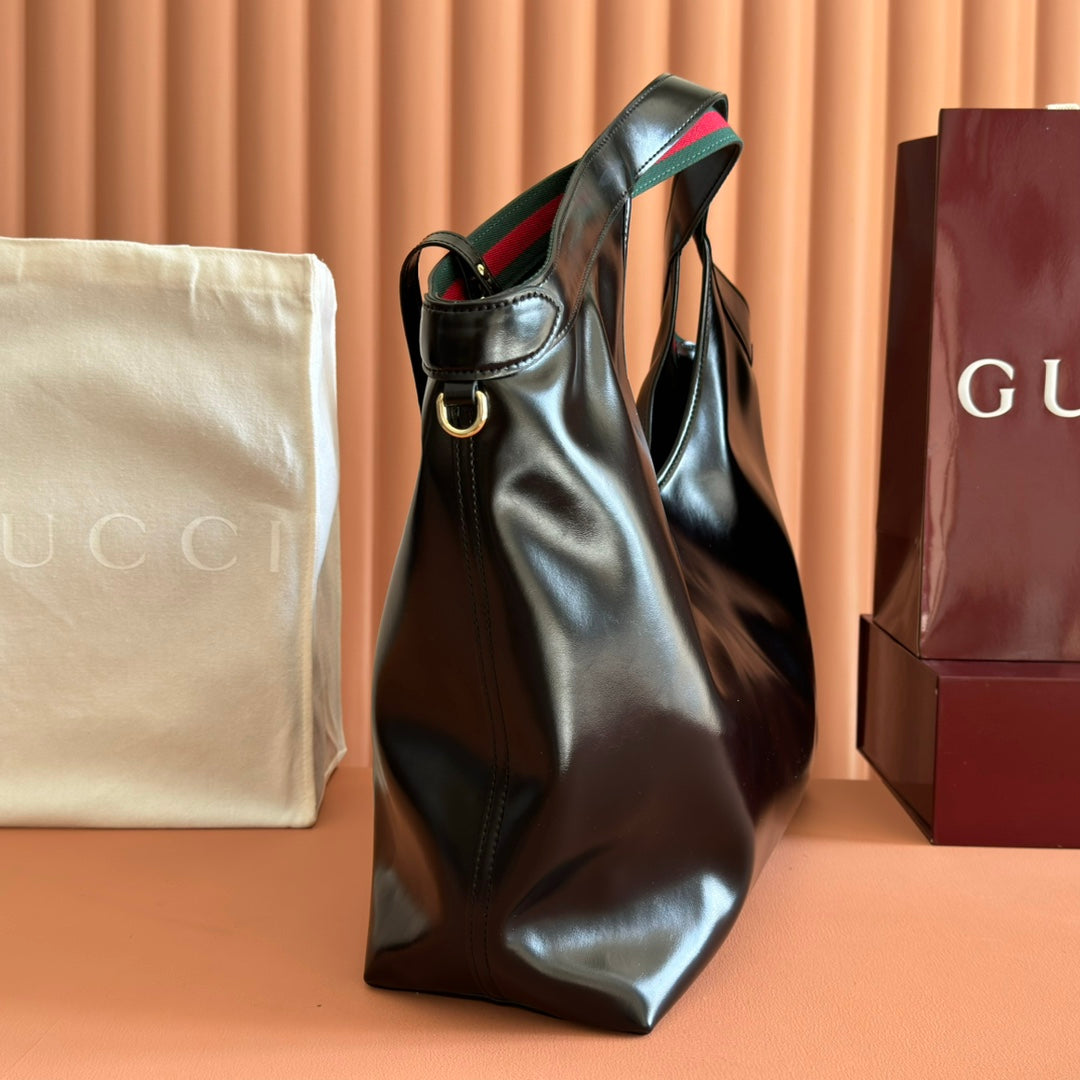 GG Giglio Large Tote Bag 60cm Black Leather
