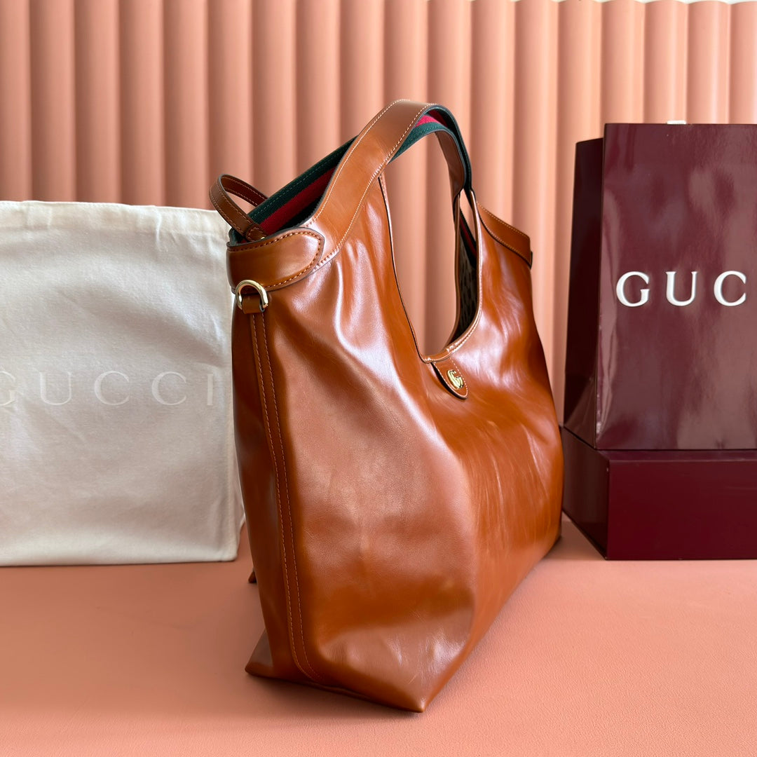 GG Giglio Large Tote Bag 60cm Brown Leather