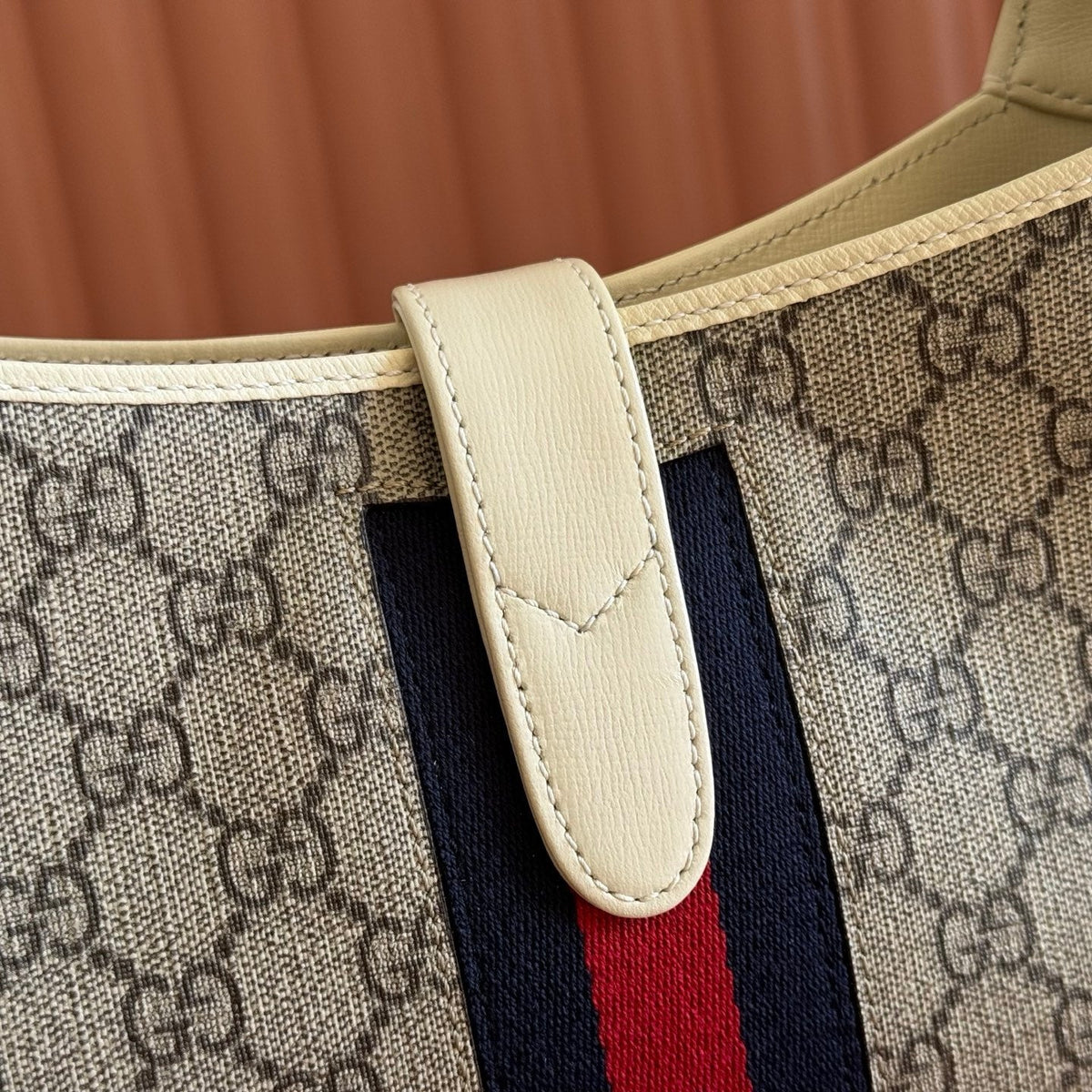 GG Jackie 1961 Small Shoulder Bag Beige Brown Calfskin Canvas 280970