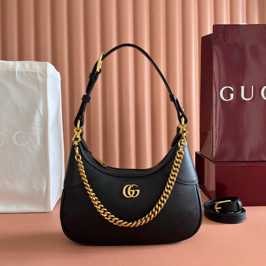 GG Aphrodite Shoulder Bag Black Cowhide