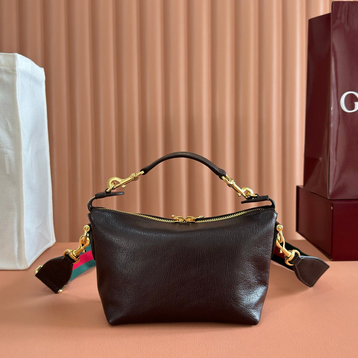 GG Brera Small Crossbody Bag Burgundy Cowhide