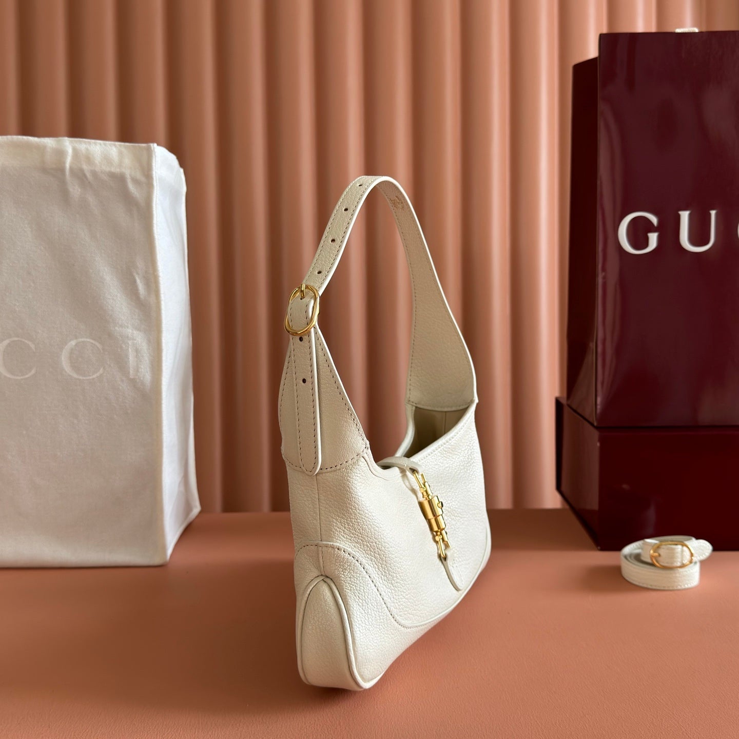 GG Jackie 1961 Slim Shoulder Bag White Lambskin 292678