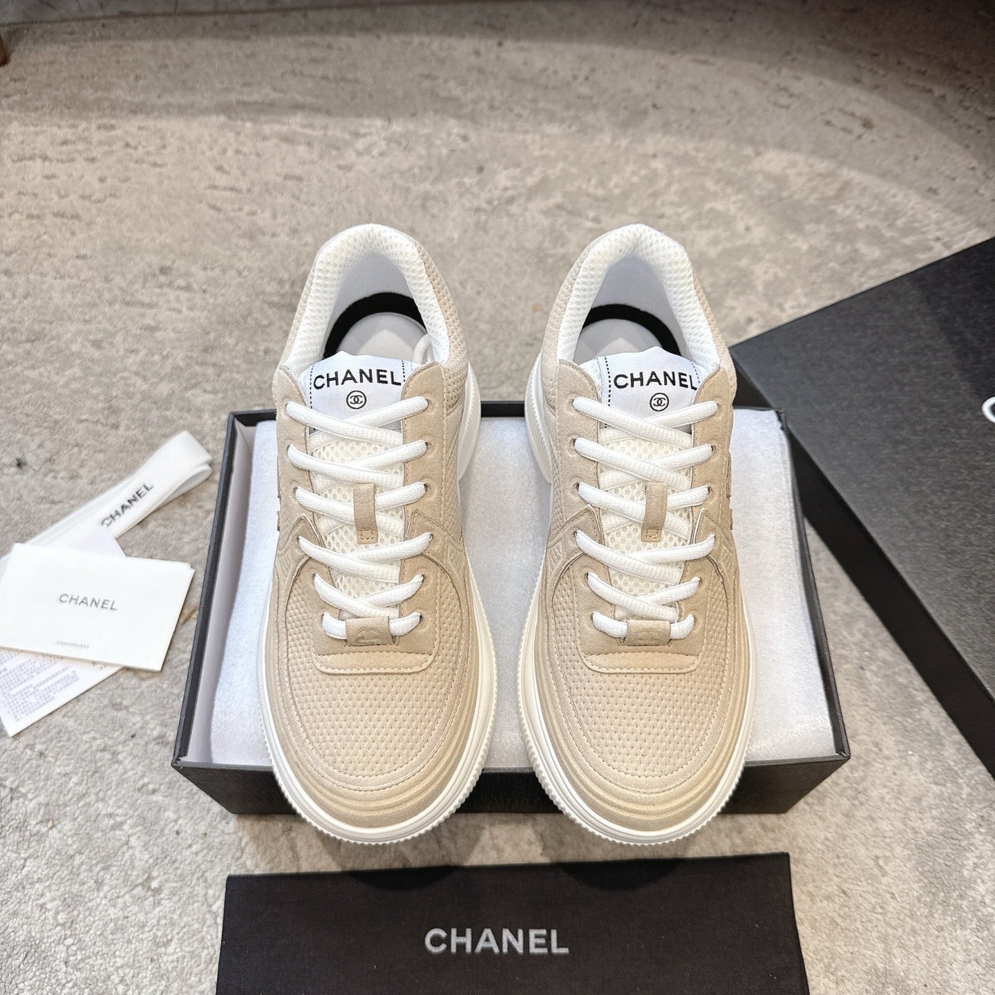 CC 26s Casual Sneakers Beige Fabric 647451