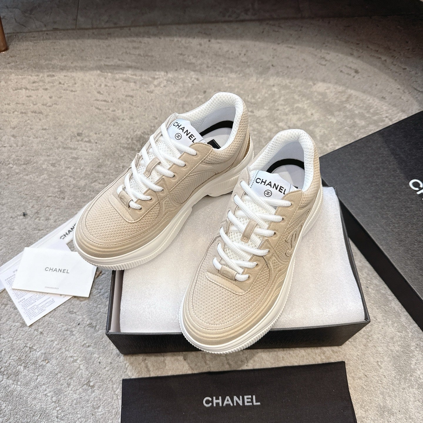 CC 26s Casual Sneakers Beige Fabric 647451