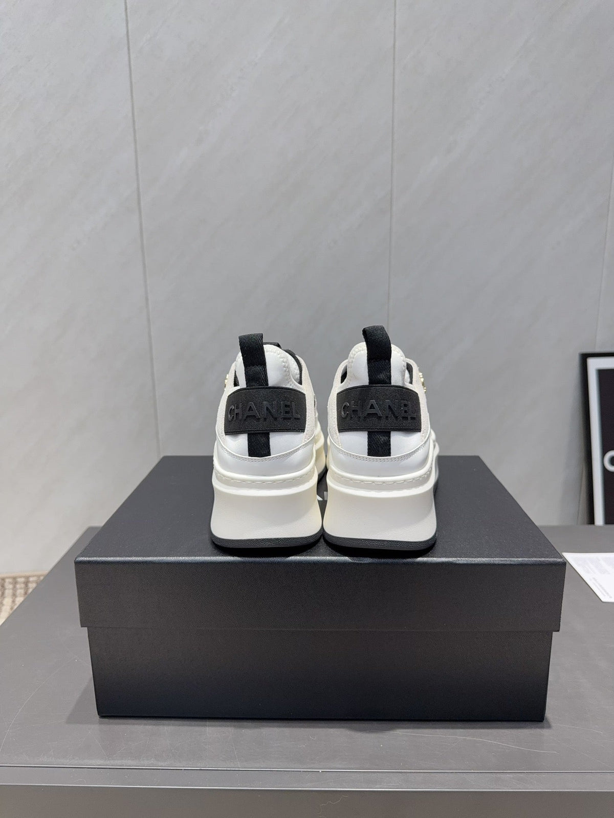 Chanel 25 Sneaker Black White Suede 540306