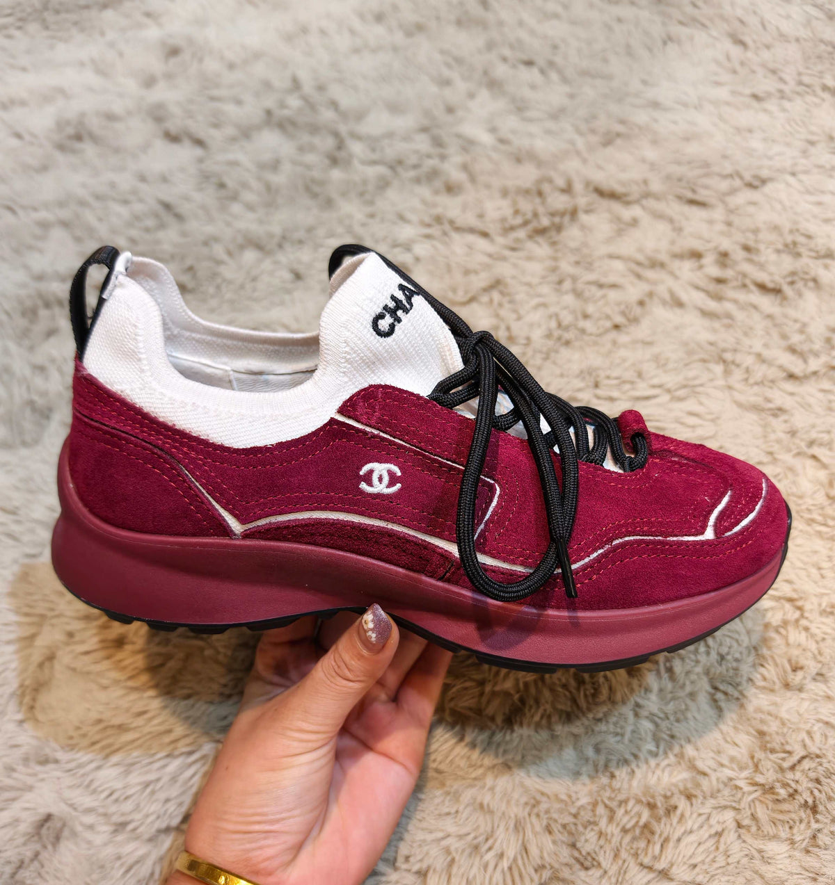 CC Métiers d’art 2026 Sneakers Burgundy Suede  941010