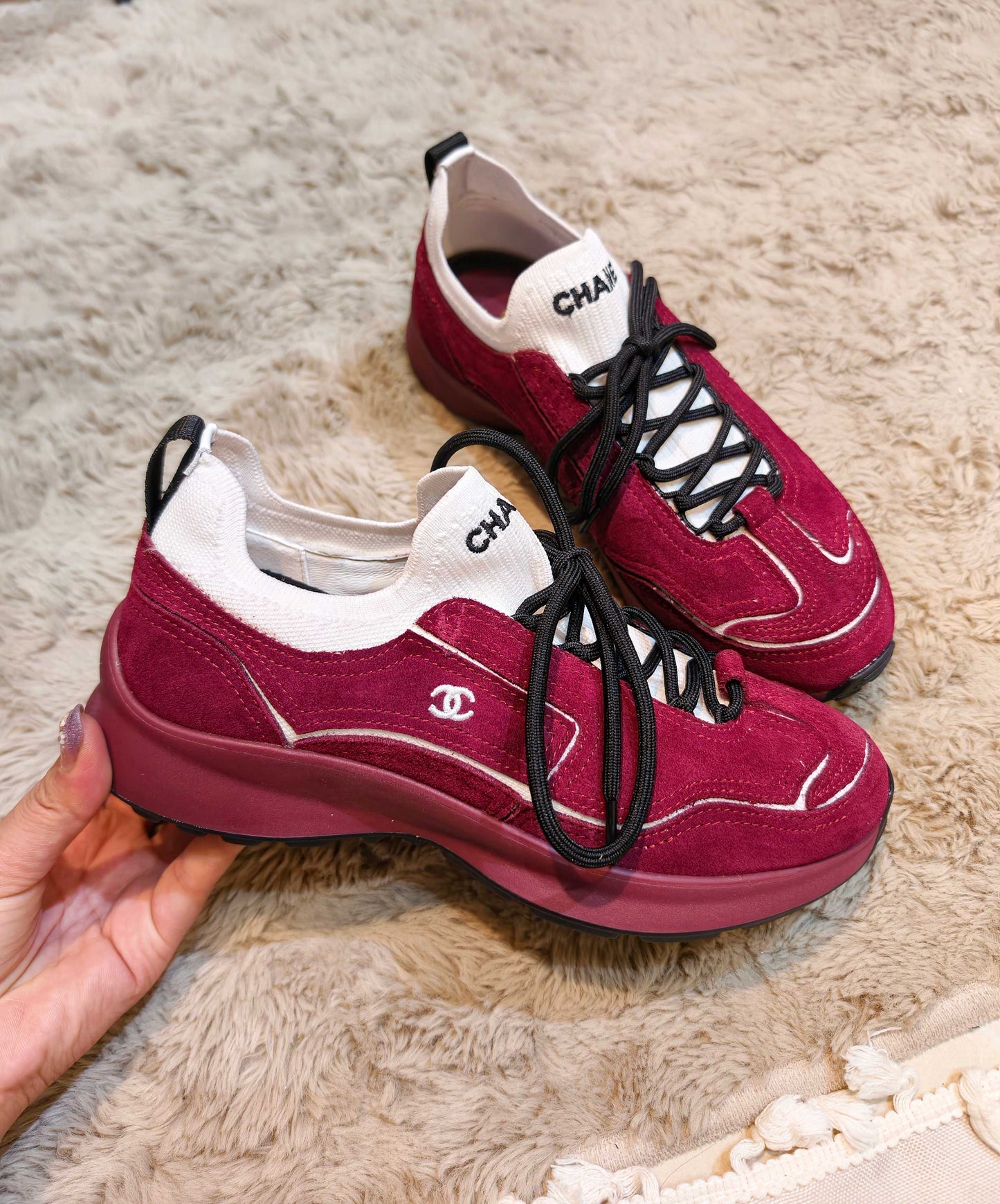 CC Métiers d’art 2026 Sneakers Burgundy Suede  941010