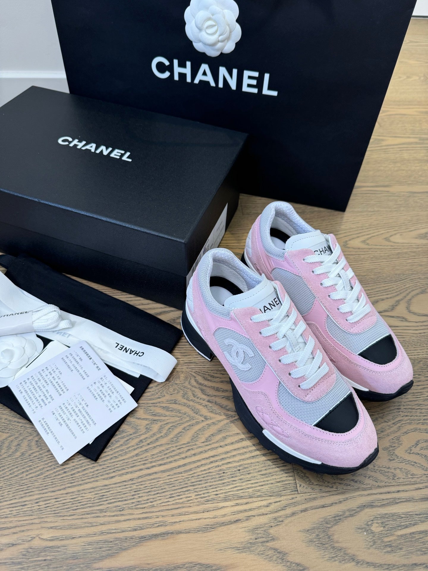 CC FW 25/26 Sneakers 40mm Black Pink Grey Fabric Calfskin 500181