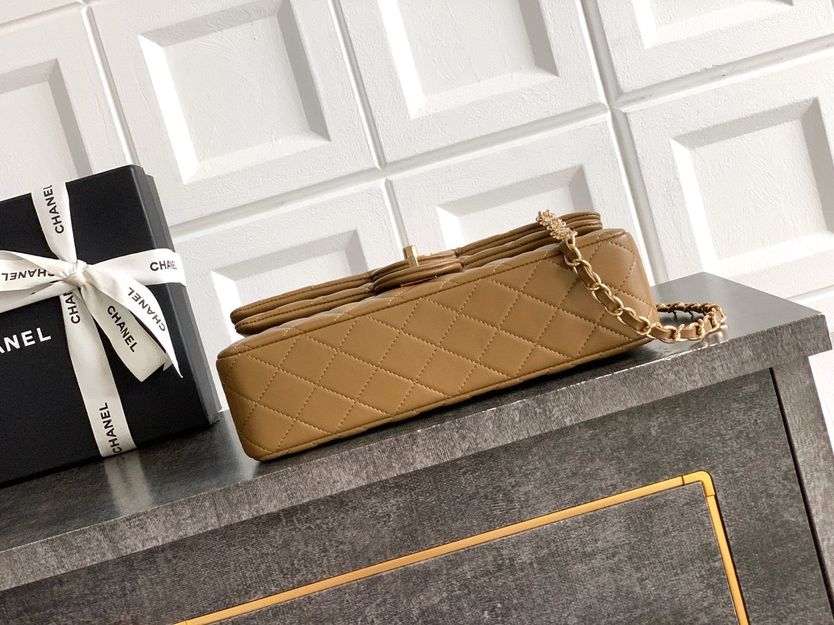 CC Double Flap 2.55 Brown Quited Lambskin