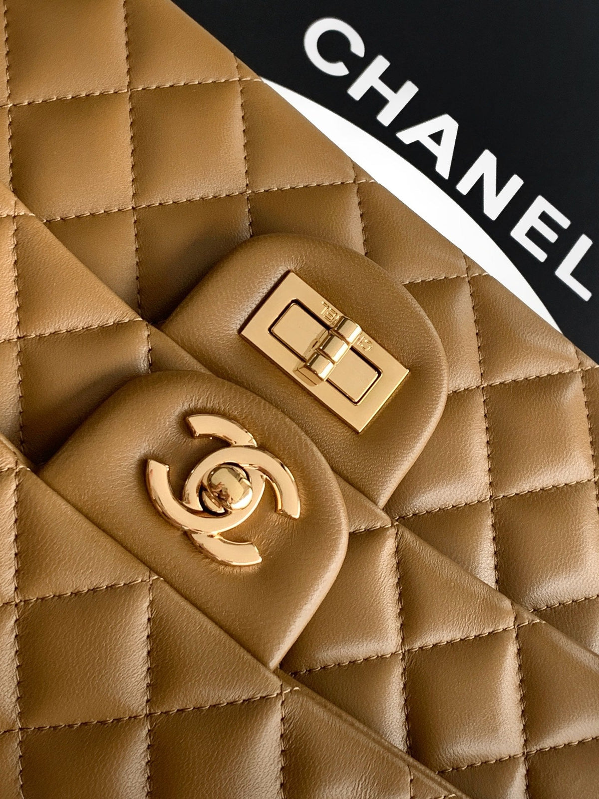 CC Double Flap 2.55 Brown Quited Lambskin