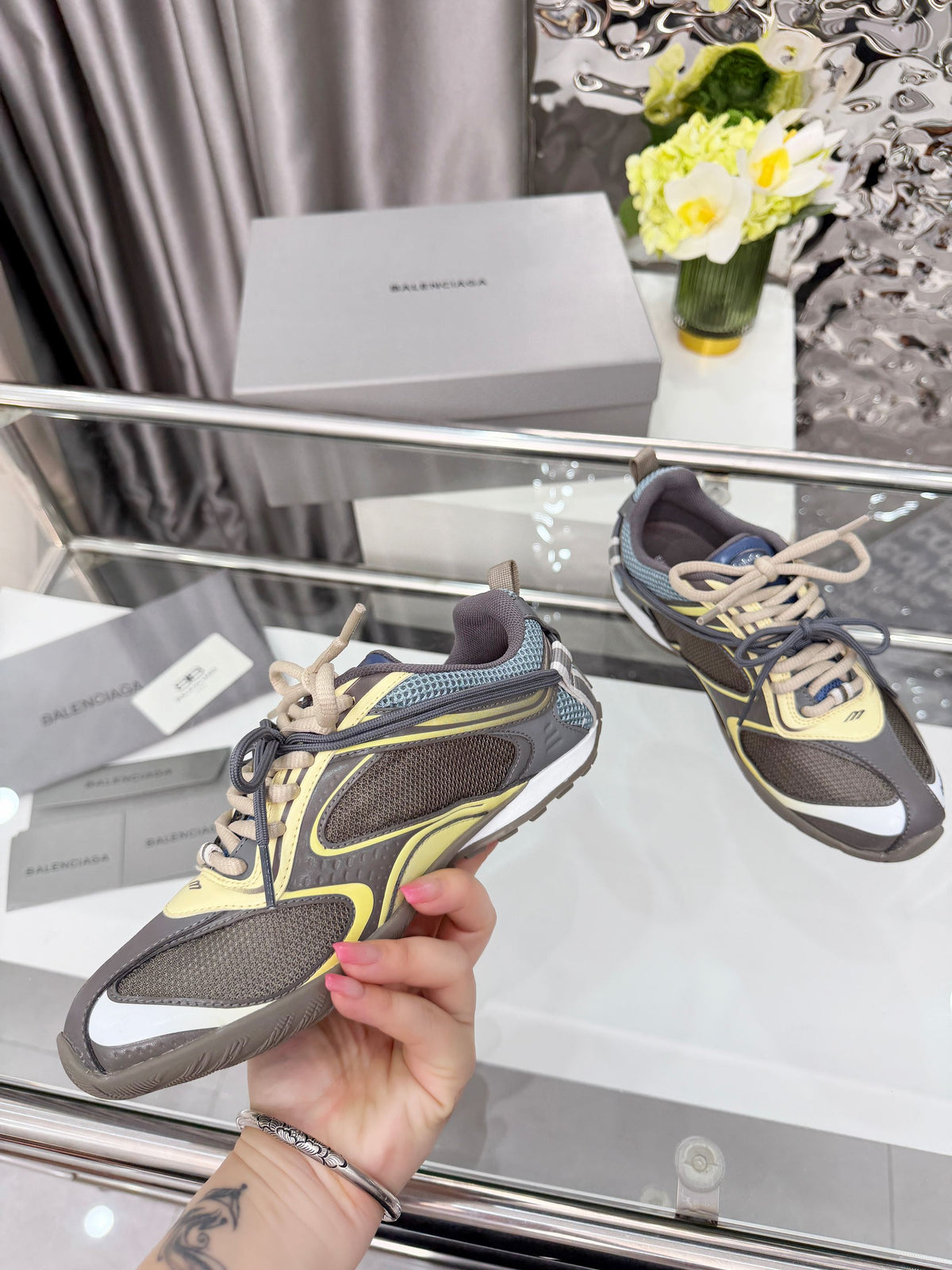 Balenciaga Monday Sneakers Yellow Olive Mesh TPU 714948