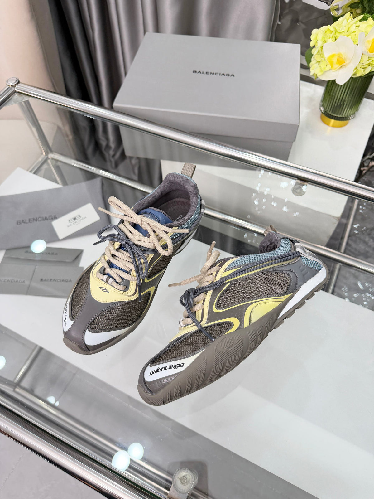 Balenciaga Monday Sneakers Yellow Olive Mesh TPU 714948