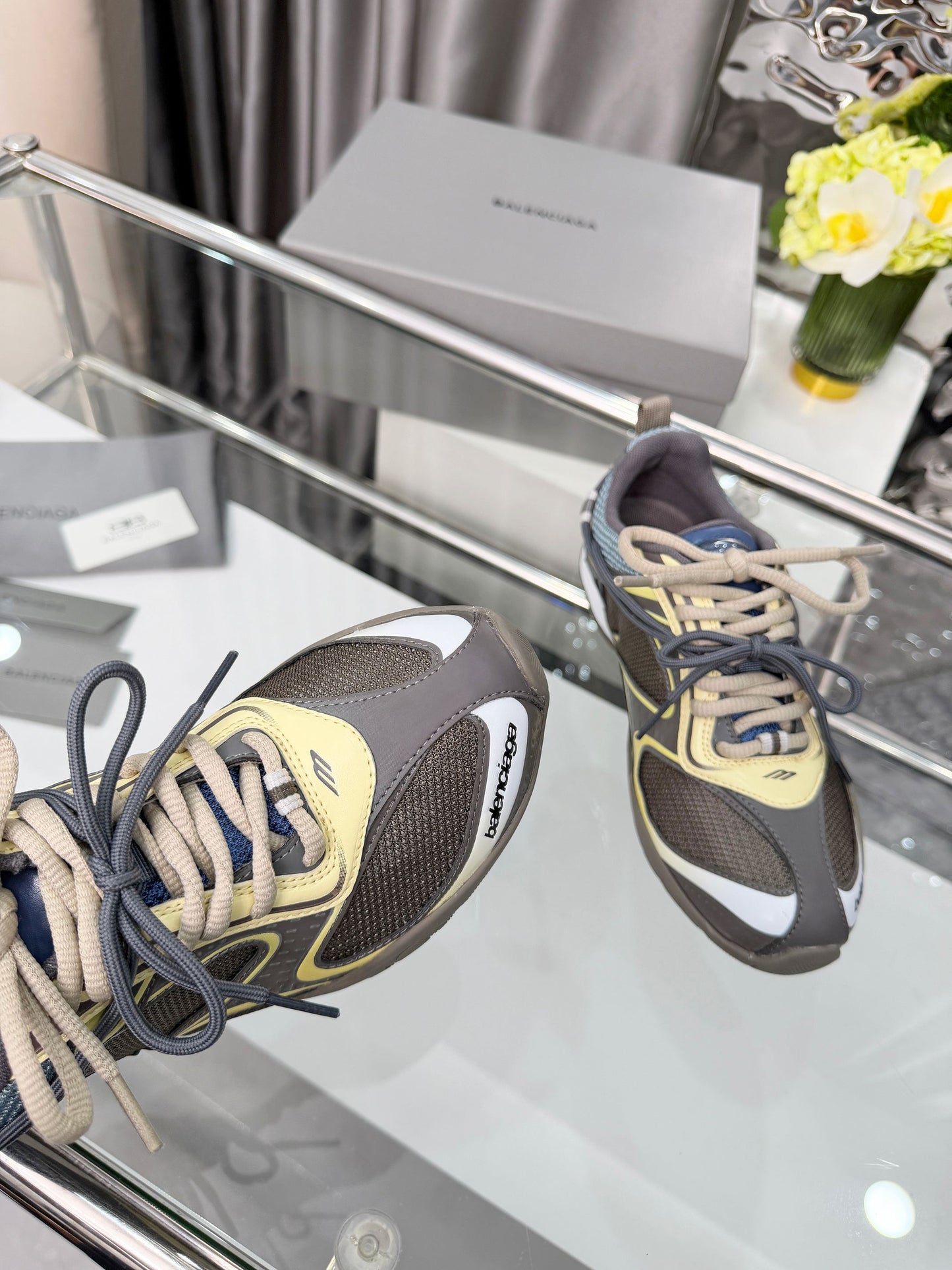 Balenciaga Monday Sneakers Yellow Olive Mesh TPU 714948