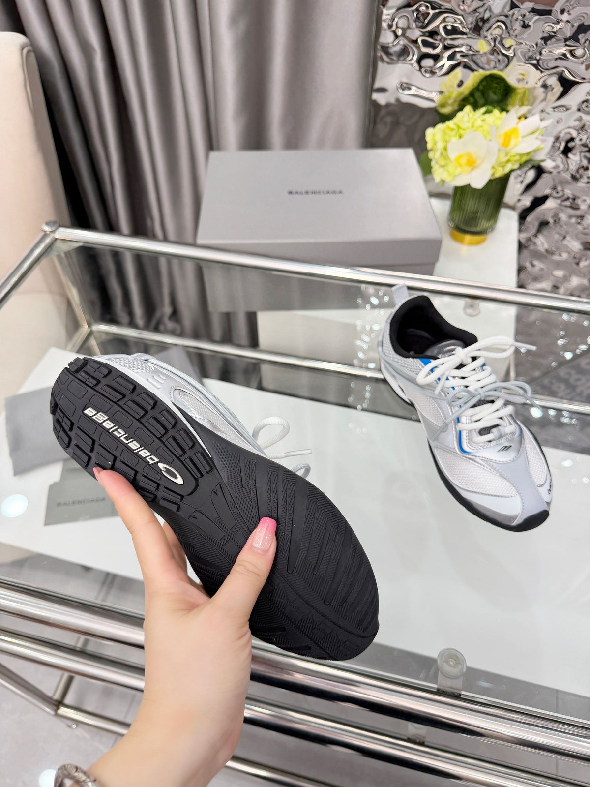 Balenciaga Monday Sneakers White Sliver Mesh TPU 714947