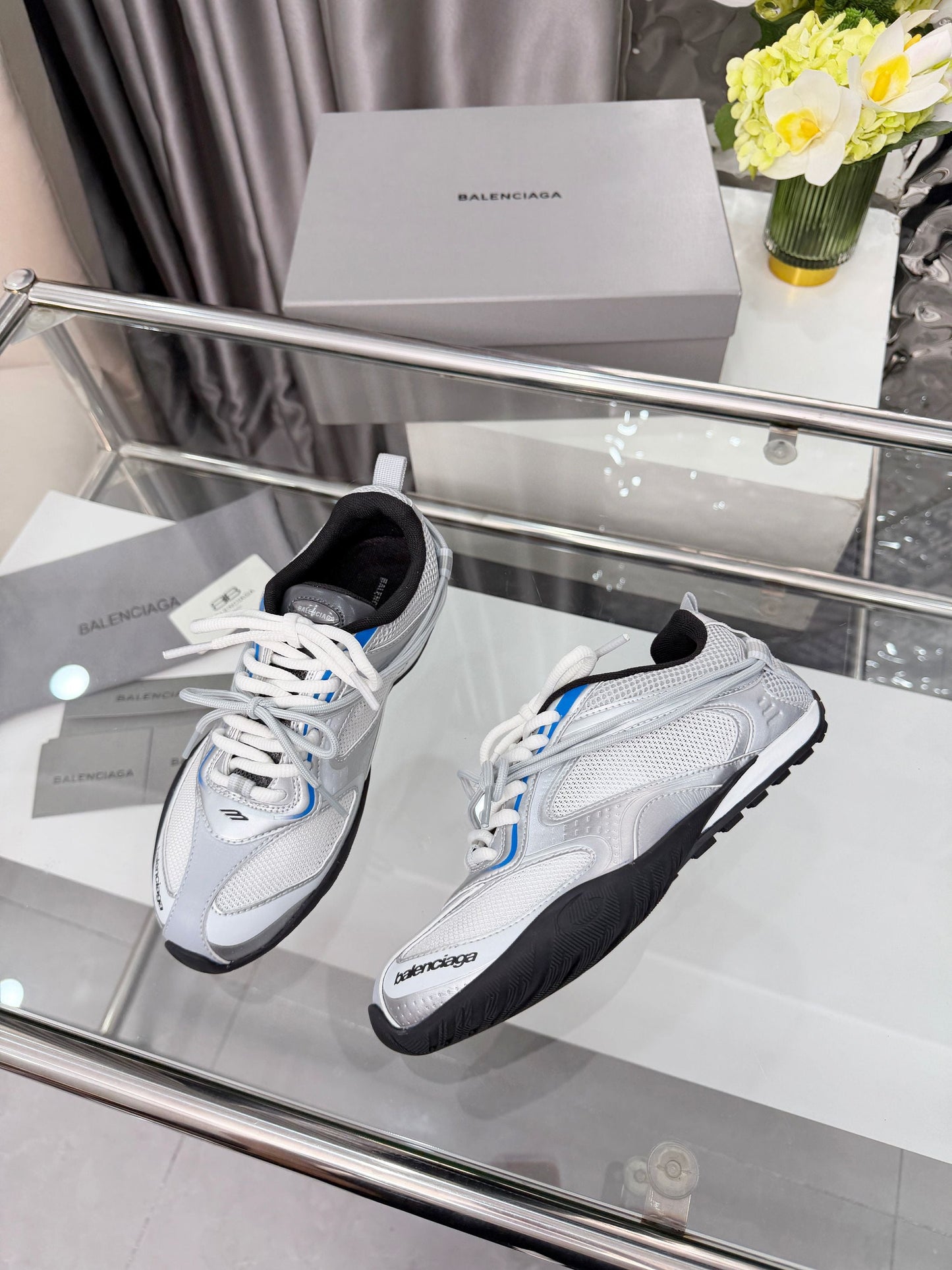 Balenciaga Monday Sneakers White Sliver Mesh TPU 714947