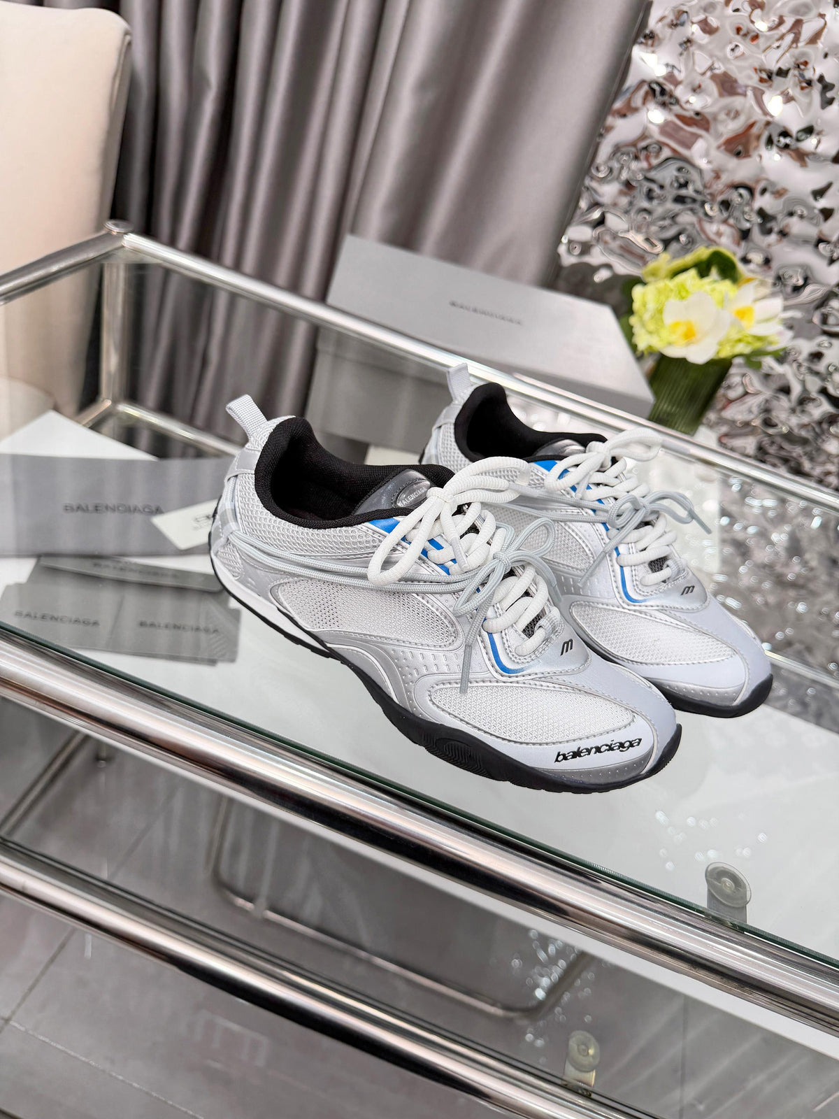 Balenciaga Monday Sneakers White Sliver Mesh TPU 714947