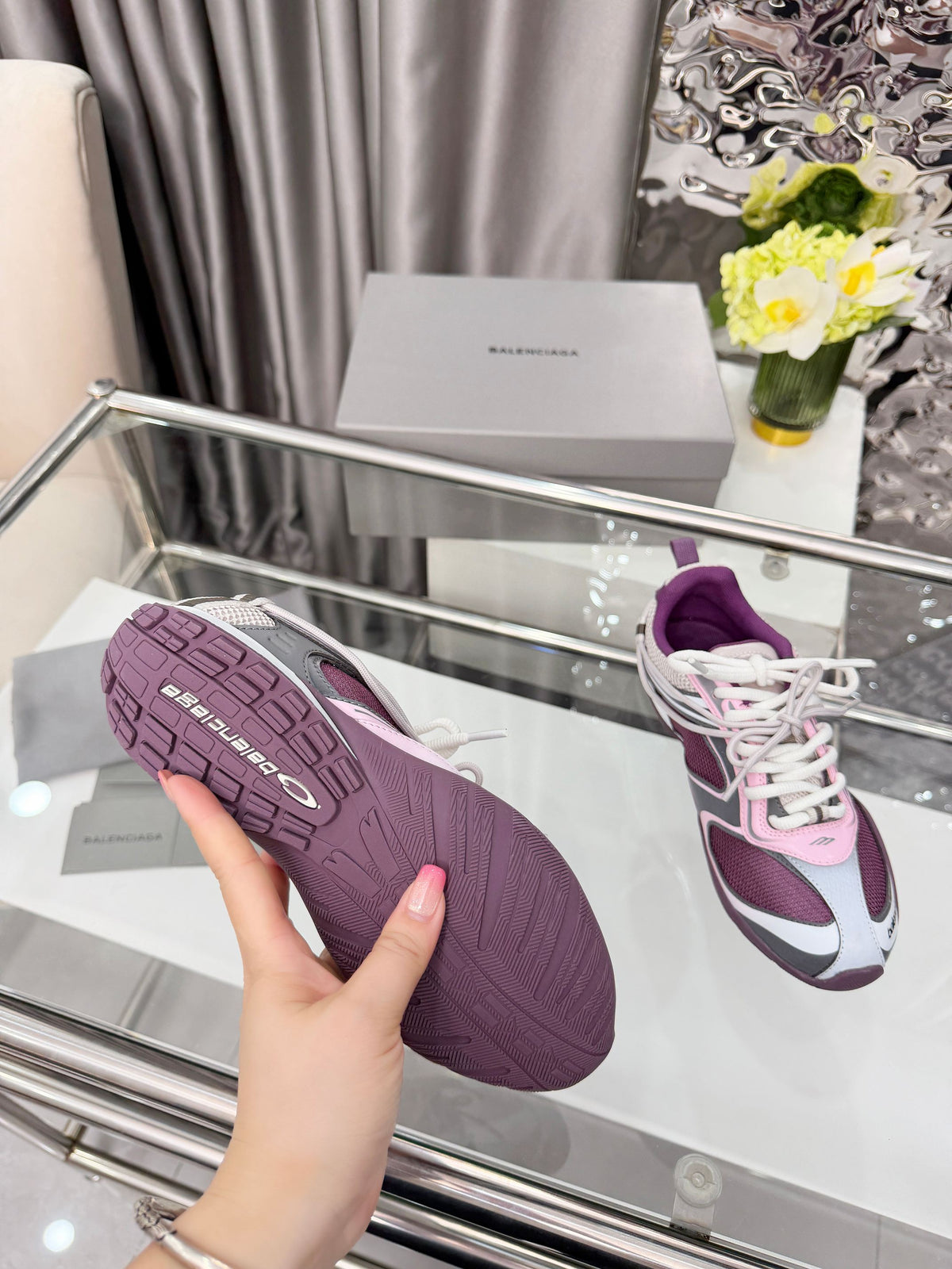 Balenciaga Monday Sneakers Grey Purple Mesh TPU 714946