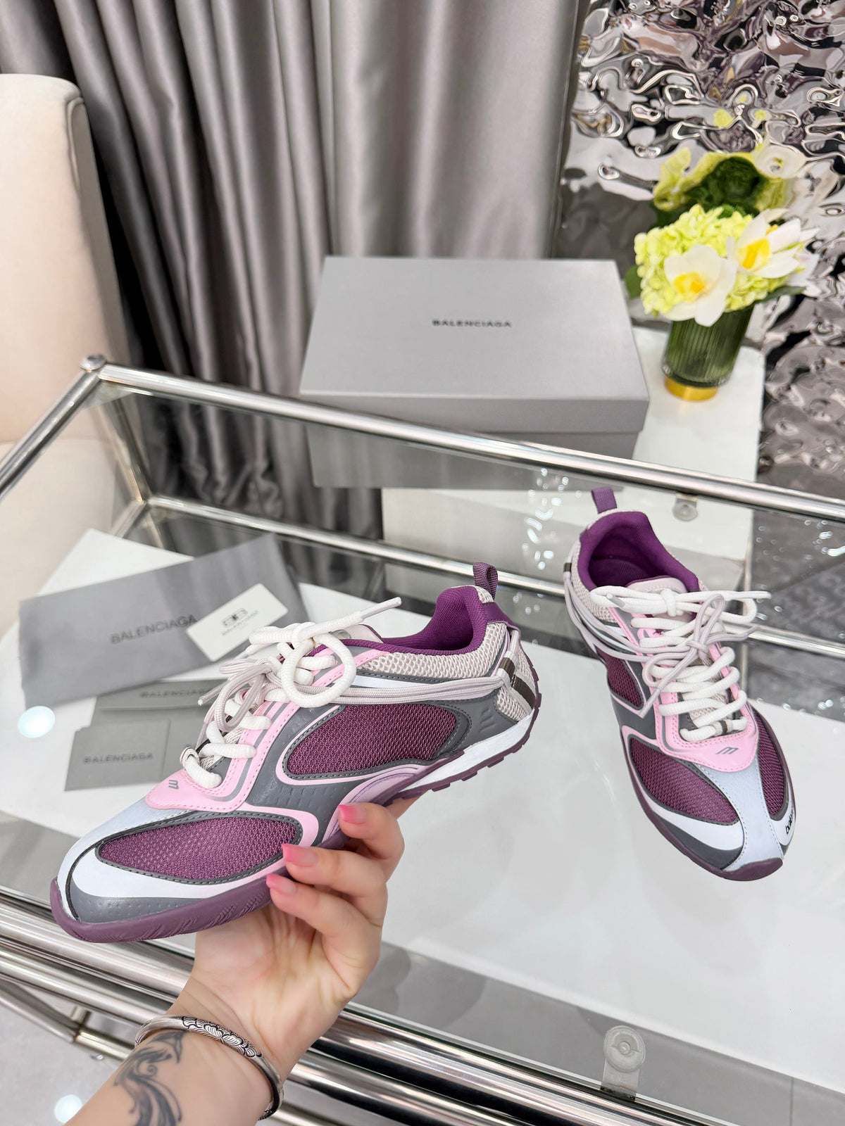 Balenciaga Monday Sneakers Grey Purple Mesh TPU 714946